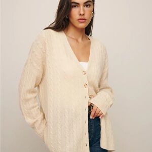 Reformation Cream Cable Knit Cardigan